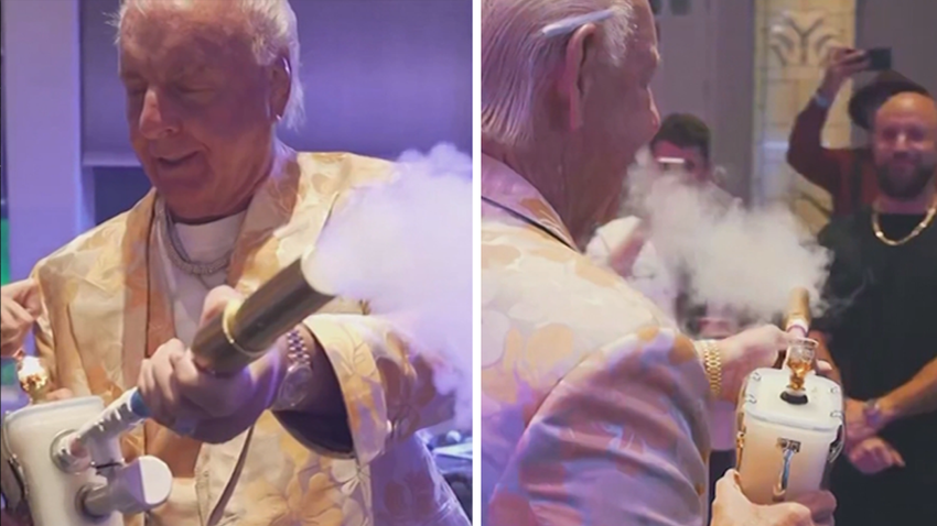  Ric Flair Gets Fans Stoned With Weed Blower, Wooo!