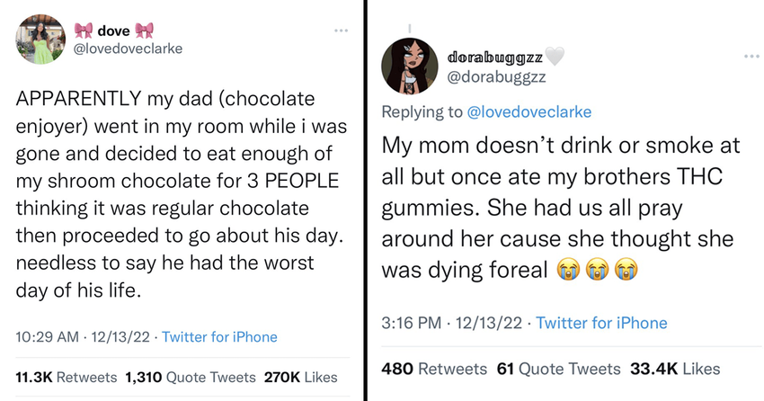  Trippy Twitter Tale Inspires Thread of Times Parents Ate Edibles