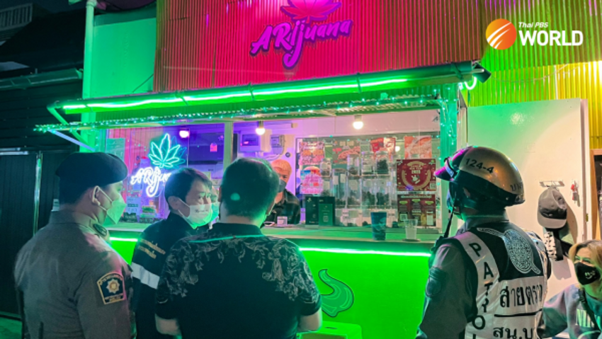  Police and medics inspect cannabis outlets in Bangkok