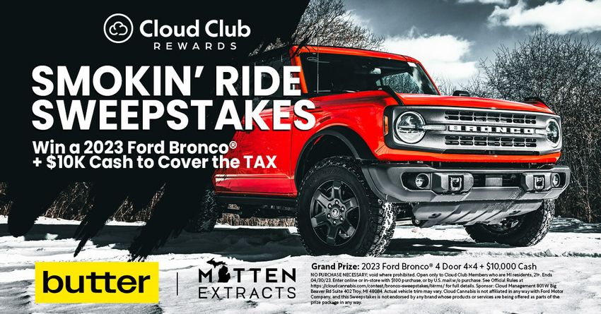  Cloud Cannabis Launches Smokin’ Ride Sweepstakes For Chance to Win 2023 Ford Bronco®