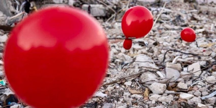  Red balloons mark children killed in devastating Turkey quake