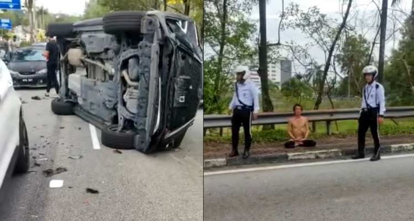  Man high on marijuana crashes into six vehicles in Malaysia, arrested by police after shouting ‘I’m God’