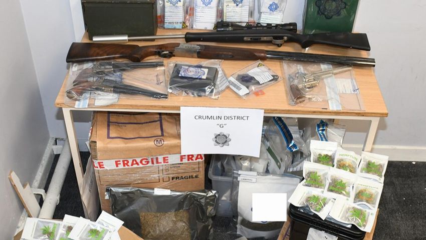  Gardaí seize €300,000 of cannabis, seven suspected guns and €12,000 cash following Dublin raids