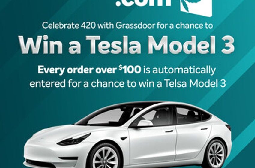  Grassdoor, the Most Trusted Cannabis Delivery Service in California, is Giving Away a Tesla Model 3 to one lucky customer to celebrate 420