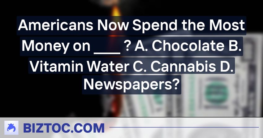  Americans Now Spend the Most Money on ____ ? A. Chocolate B. Vitamin Water C. Cannabis D. Newspapers?