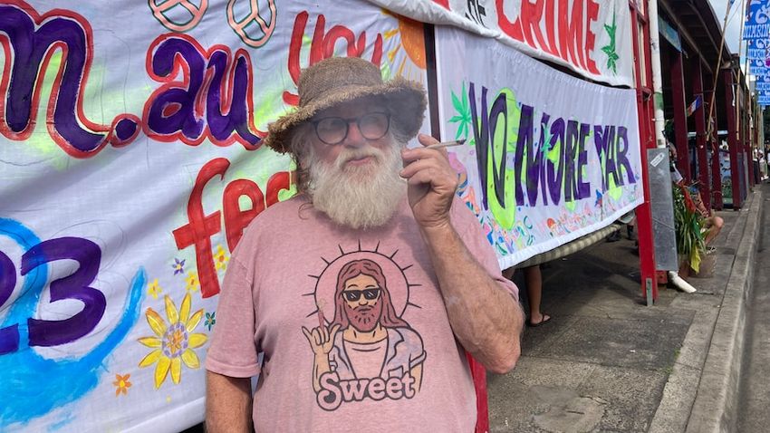  Michael’s medical weed is legal, but he’s at Nimbin’s Mardi Grass festival to push for further cannabis reform