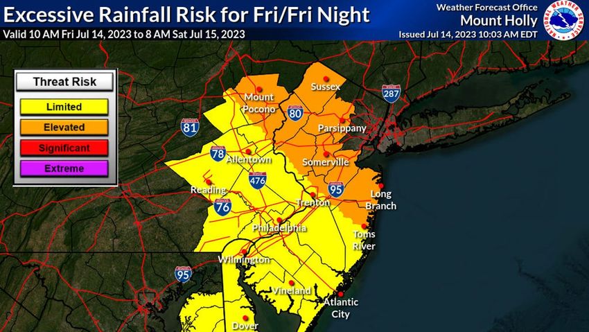  NWS issues severe thunderstorm warning, flood alert for Jersey Shore this weekend