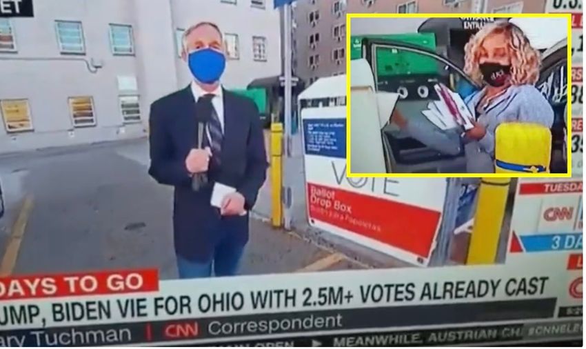  New Video Emerges Of CNN Accidentally Catching Woman Allegedly Stuffing Several Ballots into Drop Box In Cleveland, OH, During LIVE Segment on 2020 Election