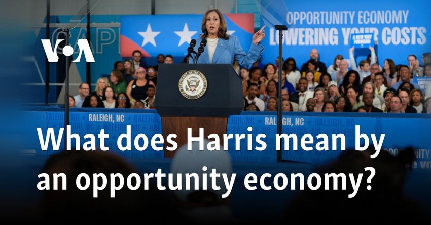  What does Harris mean by an opportunity economy?