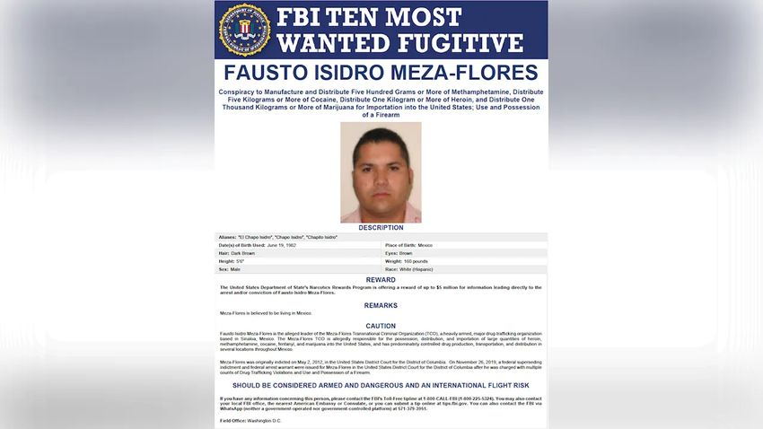  FBI adds alleged leader of Meza-Flores transnational criminal organization to Ten Most Wanted Fugitives list